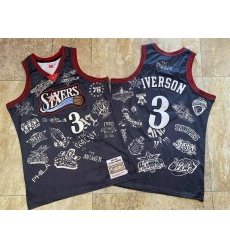 Philadelphia 76ers 3 Allen Iverson Black 1997 98 Hardwood Classics Jersey