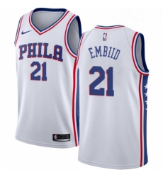 Womens Nike Philadelphia 76ers 21 Joel Embiid Authentic White Home NBA Jersey Association Edition