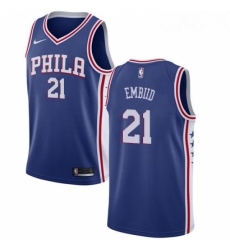 Womens Nike Philadelphia 76ers 21 Joel Embiid Swingman Blue Road NBA Jersey Icon Edition