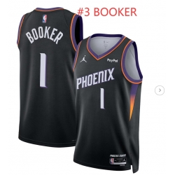Men Jordan Brand Devin Booker Black Phoenix Suns #3 Swingman Badge Jersey Statement Edition