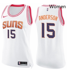 Womens Nike Phoenix Suns 15 Ryan Anderson Swingman White Pink Fashion NBA Jersey 