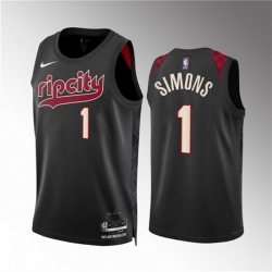 Men Portland Trail Blazers 1 Anfernee Simons Black 2023 24 City Edition Stitched Basketball Jersey