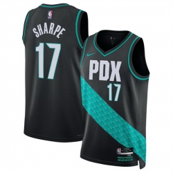 Men Portland Trail Blazers 17 Shaedon Sharpe Black 2025 26 City Edition Edition Stitched Basketball Jersey