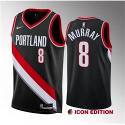 Men Portland Trail Blazers 8 Kris Murray Black 2023 Draft Icon Edition Stitched Basketball Jersey