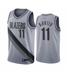 Men Portland Trail Portland Blazers 11 Enes Kanter Gray NBA Swingman 2020 21 Earned Edition Jersey