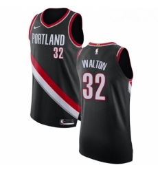 Mens Nike Portland Trail Blazers 32 Bill Walton Authentic Black Road NBA Jersey Icon Edition