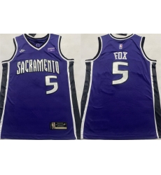 Men Sacramento Kings 5 De 27Aaron Fox Purple Stitched Basketball Jersey