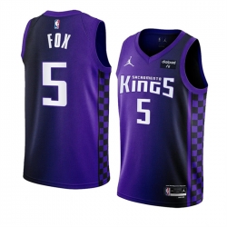 Men Sacramento Kings 5 De u2019Aaron Fox Purple 2023 24 Statement Edition Swingman Stitched Basketball Jersey