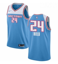 Mens Nike Sacramento Kings 24 Buddy Hield Swingman Blue NBA Jersey 2018 19 City Edition