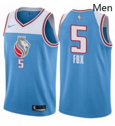 Mens Nike Sacramento Kings 5 DeAaron Fox Swingman Blue NBA Jersey City Edition 