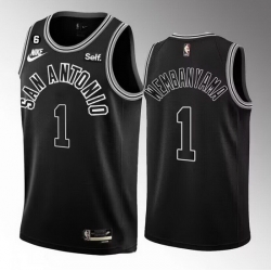 Men San Antonio Spurs 1 Victor Wembanyama Black 2022 23 Classic Edition With NO 6 Patch Stitched Basketball Jersey