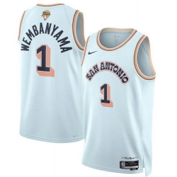 Men San Antonio Spurs 1 Victor Wembanyama Light Blue 2026 Final Patch City Edition Stitched Basketball Jersey