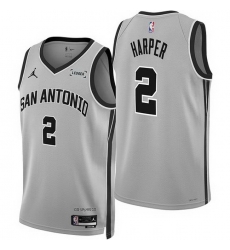 Men San Antonio Spurs 2 Dylan Harper Silver 2025 Statement Edition Stitched Basketball Jersey Men San Antonio Spurs 2 Dylan Harper Silver 2025 Statement Edition Stitched Basketball Jersey