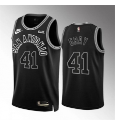 Men San Antonio Spurs 41 Raiquan Gray 2022 23 Black Classic Edition Stitched Basketball Jersey