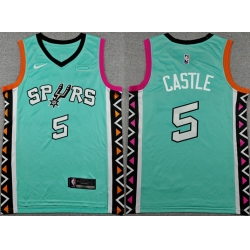 Men San Antonio Spurs  5 Stephon Castle Teal City Edition Stitched Basketball Jersey