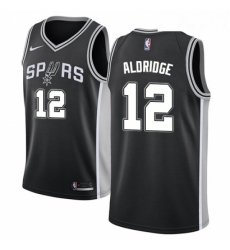 Mens Nike San Antonio Spurs 12 LaMarcus Aldridge Swingman Black Road NBA Jersey Icon Edition