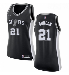 Womens Nike San Antonio Spurs 21 Tim Duncan Authentic Black Road NBA Jersey Icon Edition