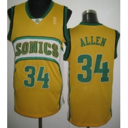 Seattle Supersonics 34 Ray Allen Yellow Revolution 30 NBA Jerseys