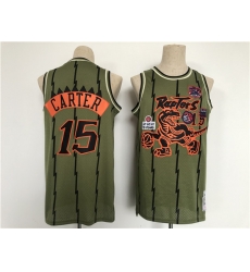 Men Toronto Raptors 15 Vince Carter Oilve Throwback Stitched Jersey