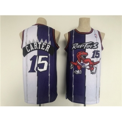 Men Toronto Raptors 15 Vince Carter White Purple Splite Basketball Jersey