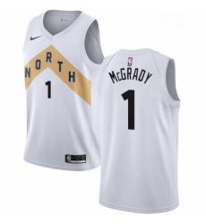 Mens Nike Toronto Raptors 1 Tracy Mcgrady Swingman White NBA Jersey City Edition