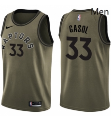 Mens Nike Toronto Raptors 33 Marc Gasol Green NBA Swingman Salute to Service Jersey 