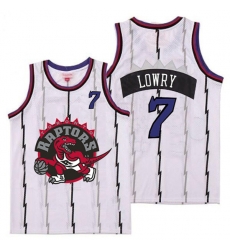 Raptors 7 Kyle Lowry White Big Gray Red Logo Retro Jersey1