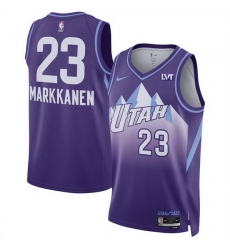 Men Utah Jazz 23 Lauri Markkanen Purple 2024 25 City Edition Stitched Basketball Jersey