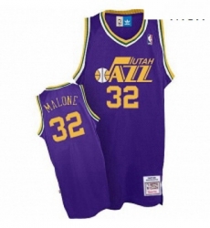 Mens Adidas Utah Jazz 32 Karl Malone Authentic Purple Throwback NBA Jersey