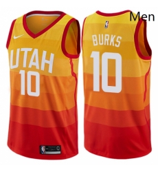 Mens Nike Utah Jazz 10 Alec Burks Authentic Orange NBA Jersey City Edition