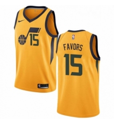 Mens Nike Utah Jazz 15 Derrick Favors Swingman Gold NBA Jersey Statement Edition