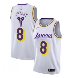 Lakers 8 Kobe Bryant White Nike Swingman Jersey