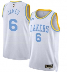 Los Angeles Lakers Nike Classic Edition Swingman Jersey White Lebron James Mens