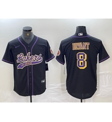 Men Los Angeles Lakers 8 Kobe Bryant Black Cool Base Stitched Baseball Jersey 4