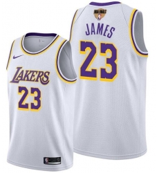 Men's Los Angeles Lakers #23 LeBron James White 2020 Finals Stitched NBA Jersey