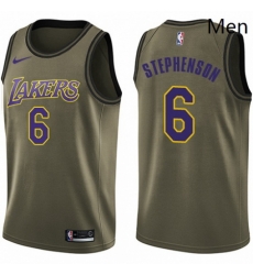 Mens Nike Los Angeles Lakers 6 Lance Stephenson Swingman Green Salute to Service NBA Jersey 