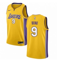 Mens Nike Los Angeles Lakers 9 Luol Deng Swingman Gold Home NBA Jersey Icon Edition 