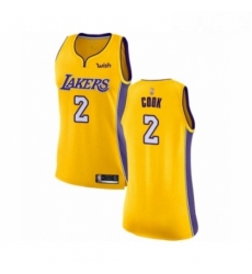 Womens Los Angeles Lakers 2 Quinn Cook Authentic Gold Basketball Jersey Icon Edition 