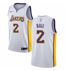 Womens Nike Los Angeles Lakers 2 Lonzo Ball Swingman White NBA Jersey Association Edition