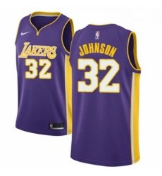 Womens Nike Los Angeles Lakers 32 Magic Johnson Authentic Purple NBA Jersey Icon Edition