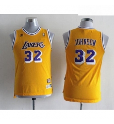 Youth Adidas Los Angeles Lakers 32 Magic Johnson Authentic Gold Throwback NBA Jersey