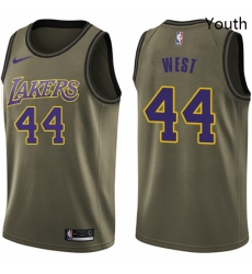 Youth Nike Los Angeles Lakers 44 Jerry West Swingman Green Salute to Service NBA Jersey