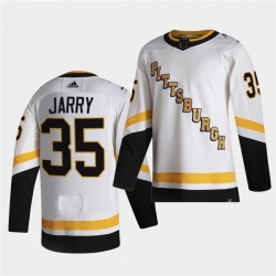 Men Pittsburgh Penguins 35 Tristan Jarry 2021 Reverse Retro White Jersey