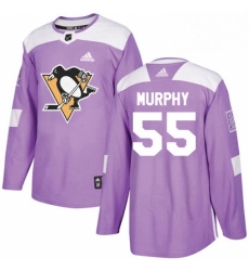 Mens Adidas Pittsburgh Penguins 55 Larry Murphy Authentic Purple Fights Cancer Practice NHL Jersey 