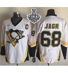 Penguins #68 Jaromir Jagr White CCM Throwback 2017 Stanley Cup Final Patch Stitched NHL Jersey