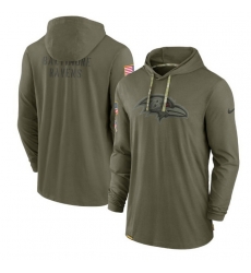 Men Baltimore Ravens 2022 Olive Salute To Service Tonal Pullover Hoodie