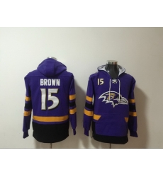 Men Nike Baltimore Ravens Marquise Brown 15 NFL Winter Thick Hoodie