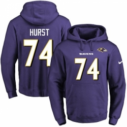 NFL Mens Nike Baltimore Ravens 74 James Hurst Purple Name Number Pullover Hoodie