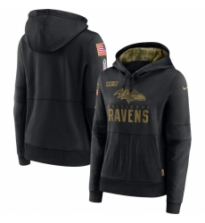 Women Baltimore Ravens Nike 2020 Salute to Service Performance Pullover Hoodie Black