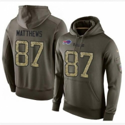 NFL Nike Buffalo Bills 87 Jordan Matthews Green Salute To Service Mens Pullover Hoodie